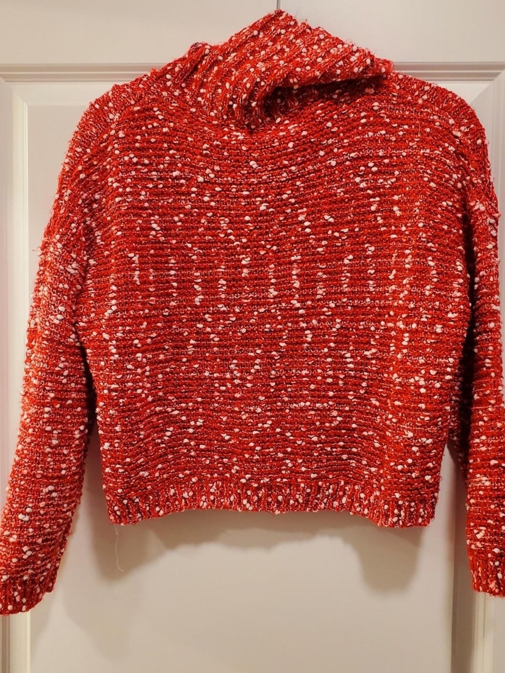 Luca Red & White Textured Sweater, Women's Size S/M